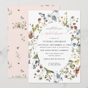 Invitación Acuarela Flor Silvestre   Ducha Nupcial Floral 