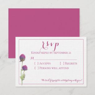 Invitación Acuarela Flor Silvestre Rosa RSVP Boda Floral