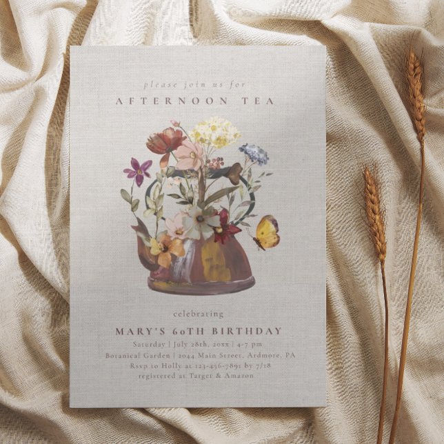 Invitación Acuarela Flor silvestre Tea Fiesta Cumpleaños (Subido por el creador)
