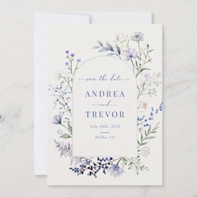 Invitación Acuarela Flora silvestre Boda Floral Guardar la fe (Anverso)