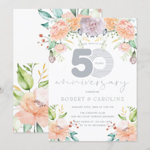 Invitación Acuarela Floral 50 Aniversario de Boda