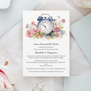Invitación Acuarela floral alrededor de la ducha de parejas d