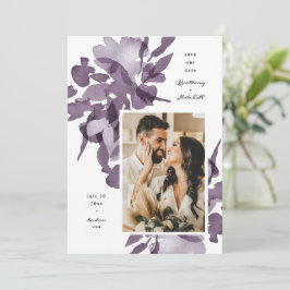 Invitación Acuarela Floral Amethyst Foto Guardar fecha