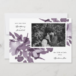 Invitación Acuarela Floral Amethyst Foto Save the Date Lan