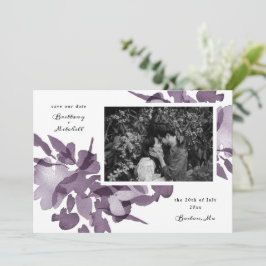 Invitación Acuarela Floral Amethyst Foto Save the Date Lan