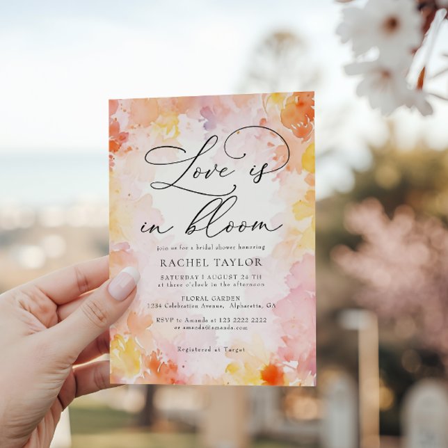 Invitación Acuarela Floral Amor en ducha de novia en flor (Subido por el creador)