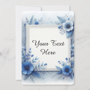 Invitación Acuarela floral azul con acentos elegantes