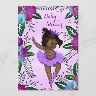 Invitación Acuarela floral Baby Shower de la bailarina étnica