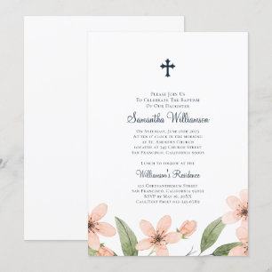 Invitación Acuarela Floral Baptismal
