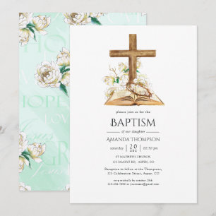 Invitación Acuarela Floral Bautizo