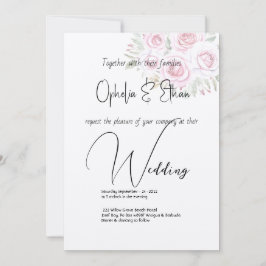 Invitación acuarela floral boda de tipografía moderna