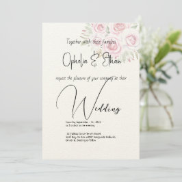 Invitación acuarela floral boda de tipografía moderna