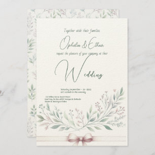 Invitación acuarela floral boda de tipografía moderna