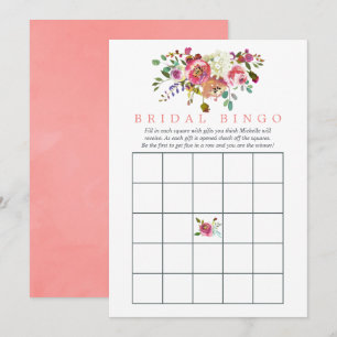 Invitación Acuarela Floral Bridal Shower Bingo