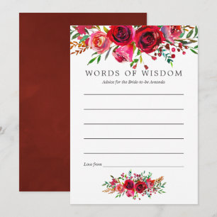 Invitación Acuarela Floral Bridal Shower Consejos para mamá