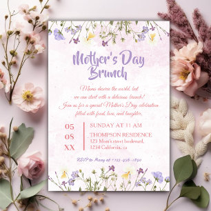 Invitación Acuarela Floral Brunch del Día de la Madre de Prim