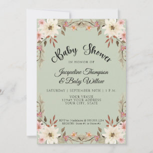 Invitación Acuarela Floral Cabaña De Masaje Niña Ducha