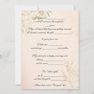 Invitación Acuarela floral, consejos divertidos de matrimonio