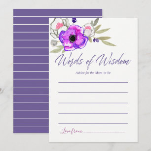 Invitación Acuarela floral Consejos para mamá Baby Shower