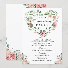 Invitación Acuarela Floral Corazón Wreath Fiesta Calentador d