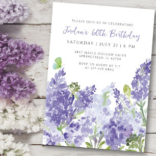 Invitación Acuarela Floral de Lilacias Elegantes para Cumplea