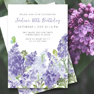 Invitación Acuarela Floral de Lilacias Elegantes para el Cump