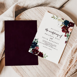 Invitación Acuarela Floral De Otoño Ilustrada El Boda De