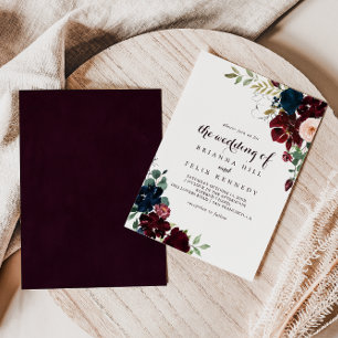 Invitación Acuarela Floral De Otoño Ilustrada El Boda De