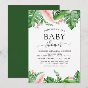 Invitación acuarela floral de palma tropical de Baby Shower