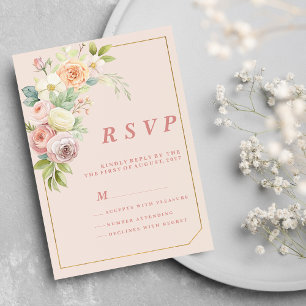 Invitación Acuarela floral de resorte rosado botánico RSVP