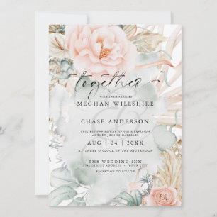 Invitación Acuarela floral de Rosa de coral rústico