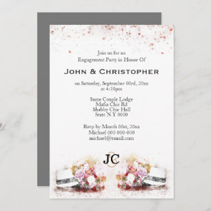 Invitación Acuarela floral del gorra elegante gay del boda