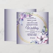 Acuarela Floral Dorado Geométrico Bodas Morado