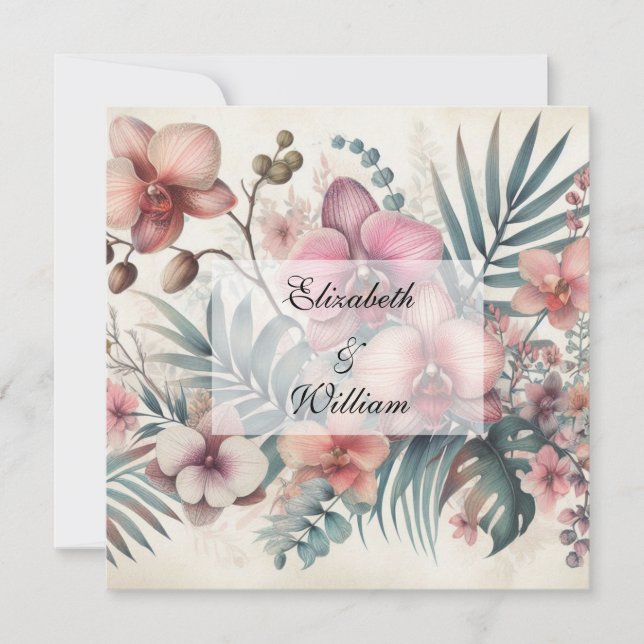Invitación acuarela floral en tonos pastel suaves (Anverso)