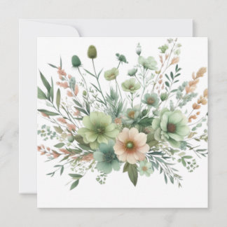 Invitación acuarela floral en tonos pastel suaves