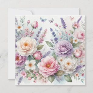 Invitación acuarela floral en tonos pastel suaves