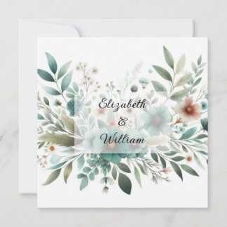 Invitación acuarela floral en tonos pastel suaves