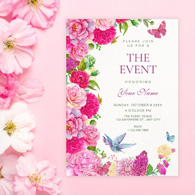 Invitación Acuarela floral fauna florece  (Subido por el creador)