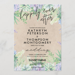Invitación Acuarela Floral Feliz Nunca Después Del Boda