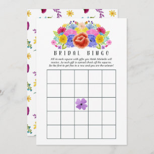 Invitación Acuarela Floral Fiesta Bridal Bingo