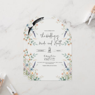 Invitación Acuarela Floral Flores Silvestres Boda de Primaver