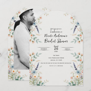 Invitación Acuarela Floral Flores Silvestres Ducha de Novia d