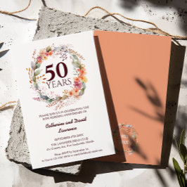 Invitación Acuarela Floral Garland Coral rosa 50 Boda