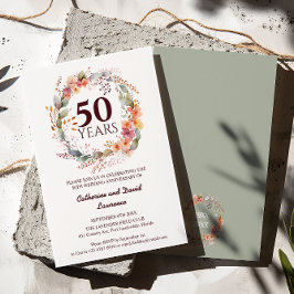 Invitación Acuarela Floral Garland Sage verde 50 Boda