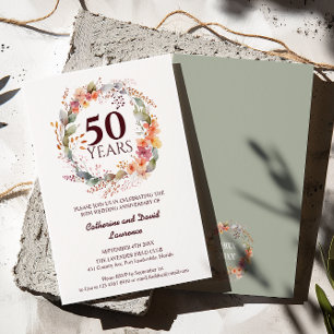 Invitación Acuarela Floral Garland Sage verde 50 Boda
