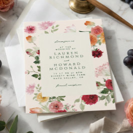 Invitación Acuarela floral jardín de bodas verde salvia