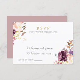 Invitación Acuarela Floral Lavanda Púrpura Elegante RSVP