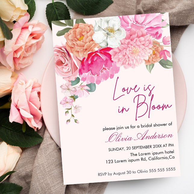 Invitación Acuarela Floral Love in Bloom Bridal Shower (Subido por el creador)