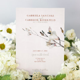 Invitación Acuarela floral Magnolia Terracotta