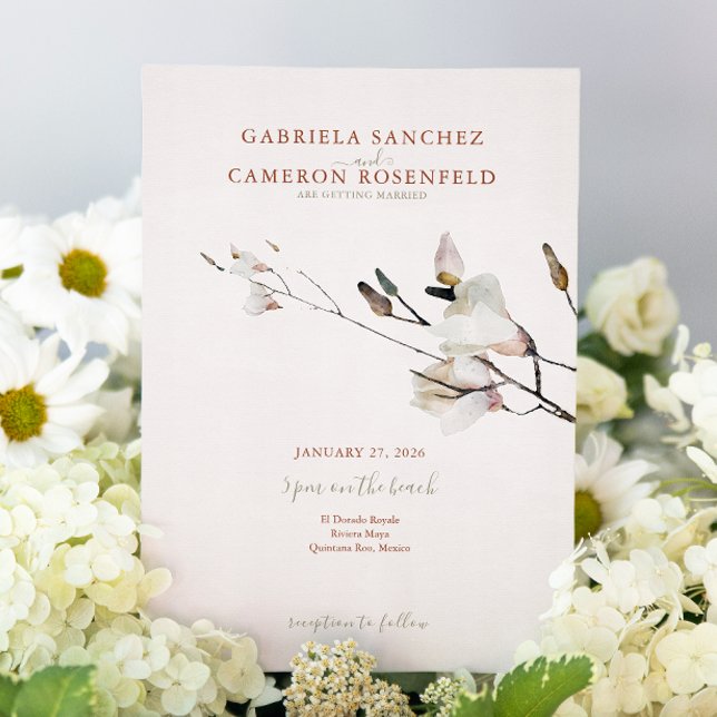 Invitación Acuarela floral Magnolia Terracotta (Subido por el creador)